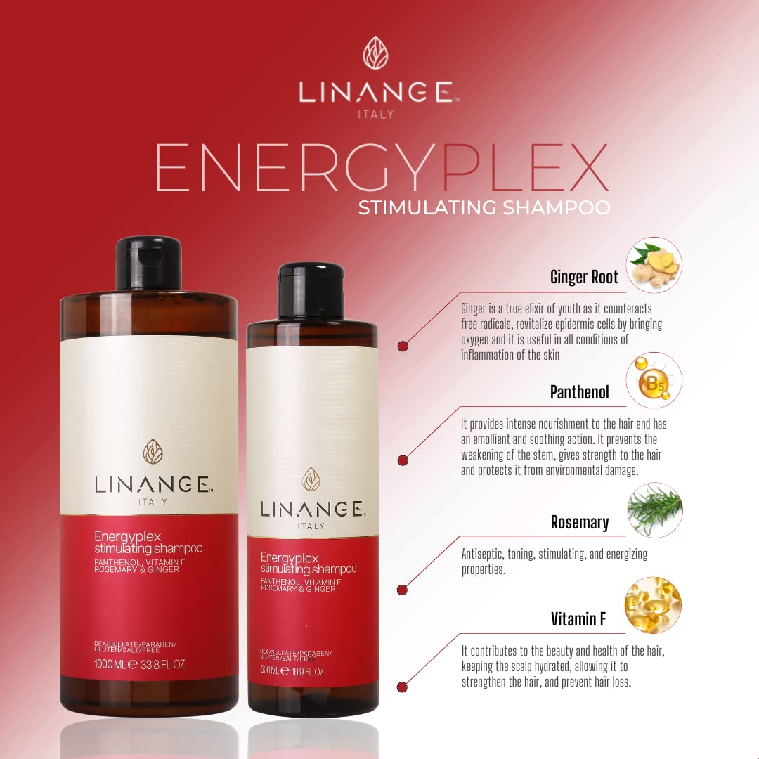 LINANGE Energyplex Shampoo - Energizing Shampoo for Weak, Brittle Hair, 1000ml / 33.8 oz.