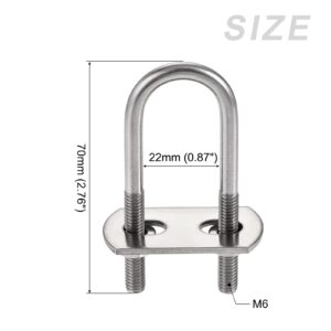 METALLIXITY U Bolts 4 Sets (M6x22x70mm), Round U Bolt 304 Stainless Steel with Accessories - for Construction, Pipe