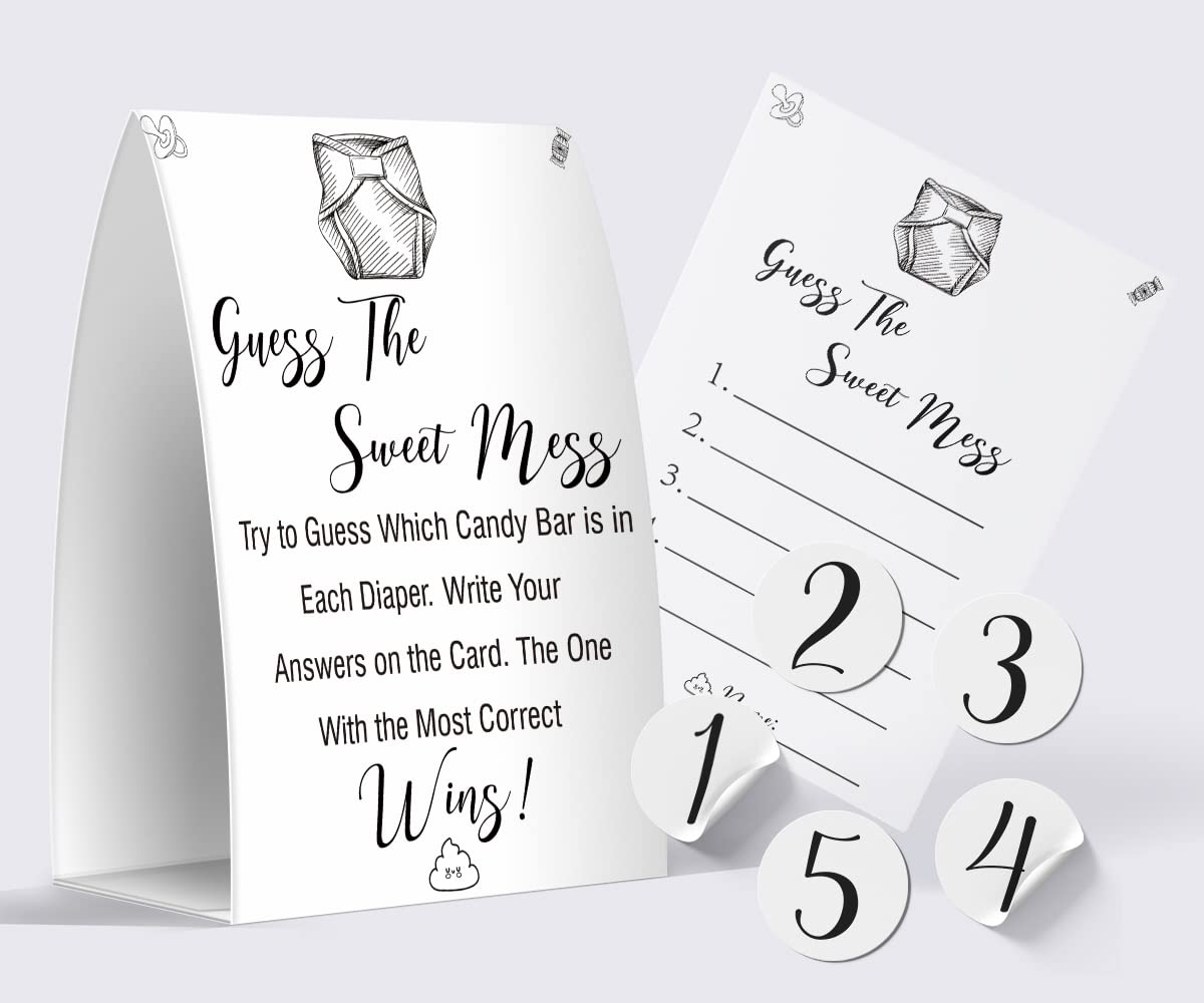 Guess The Sweet Mess - Baby Shower Games Guess The Sweet Name That Poo, Dirty Diaper game - gs006B