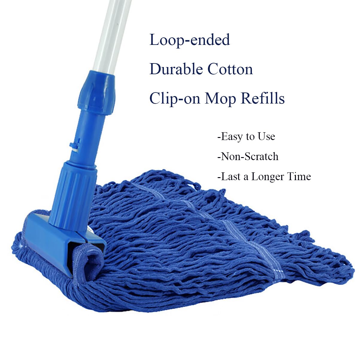 Barbunos Coniglio String Mop Head Looped-End Wet Refill Replacement Heavy Duty Cotton Commercial Industrial Grade Floor Cleaning Removable Washable - Blue & Green (Green, 2)