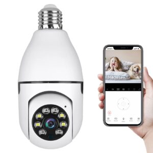 wifi light bulb camera wireless 1080p smart dome security cameras 360 degree panoramic cam home surveillance camera system with night vision motion detection and alarm