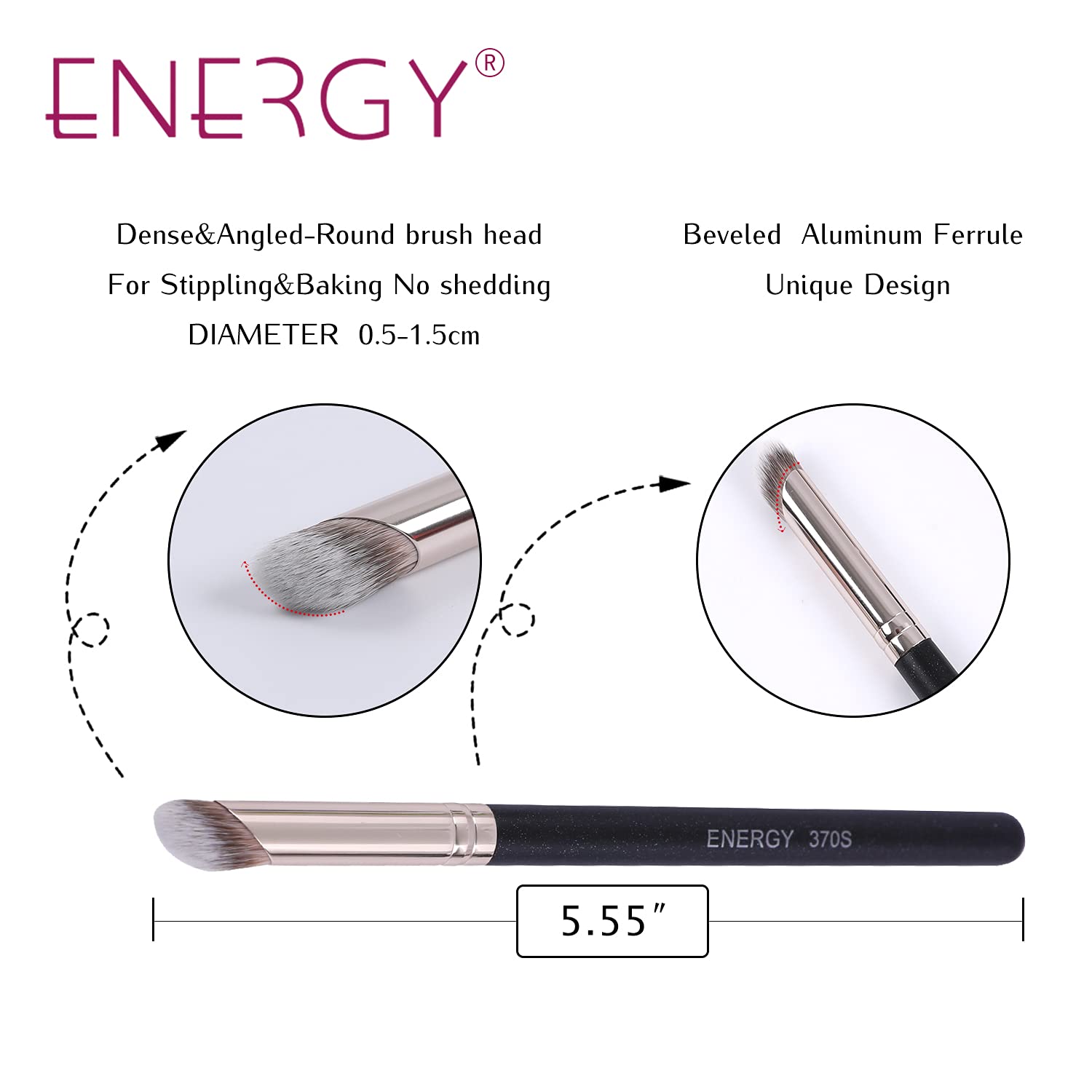 ENERGY Concealer Brush Set Professional Angle Under Eye Concealer Brushes Flat Top Perfect For Eye Concealer Foundation Blending Liquid Cream or Flawless Powder Cosmetics Buffing Stippling