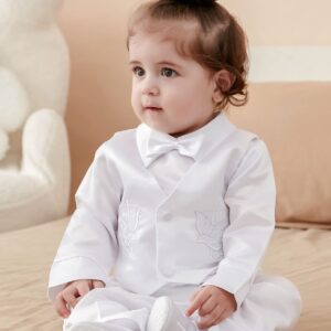 A&J DESIGN Baby Baptism Outfit Boy Christening White Suits 3-6 Months