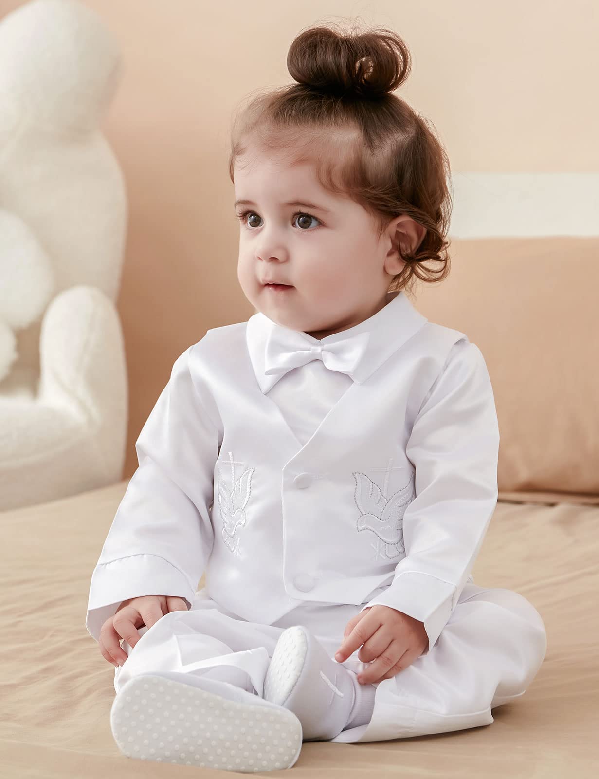 A&J DESIGN Baby Baptism Outfit Boy Christening White Suits 3-6 Months