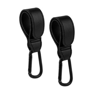 kinbom stroller hooks, carriage hooks for bag, 2pcs mommy bag hook stroller organizer hook clip heavy duty stroller clip for bags hanging shopping diaper bags (black)