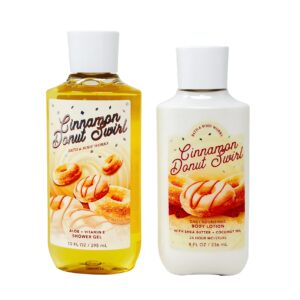 bath and body works cinnamon donut swirl gift set duo - includes shower gel and body lotion - full size