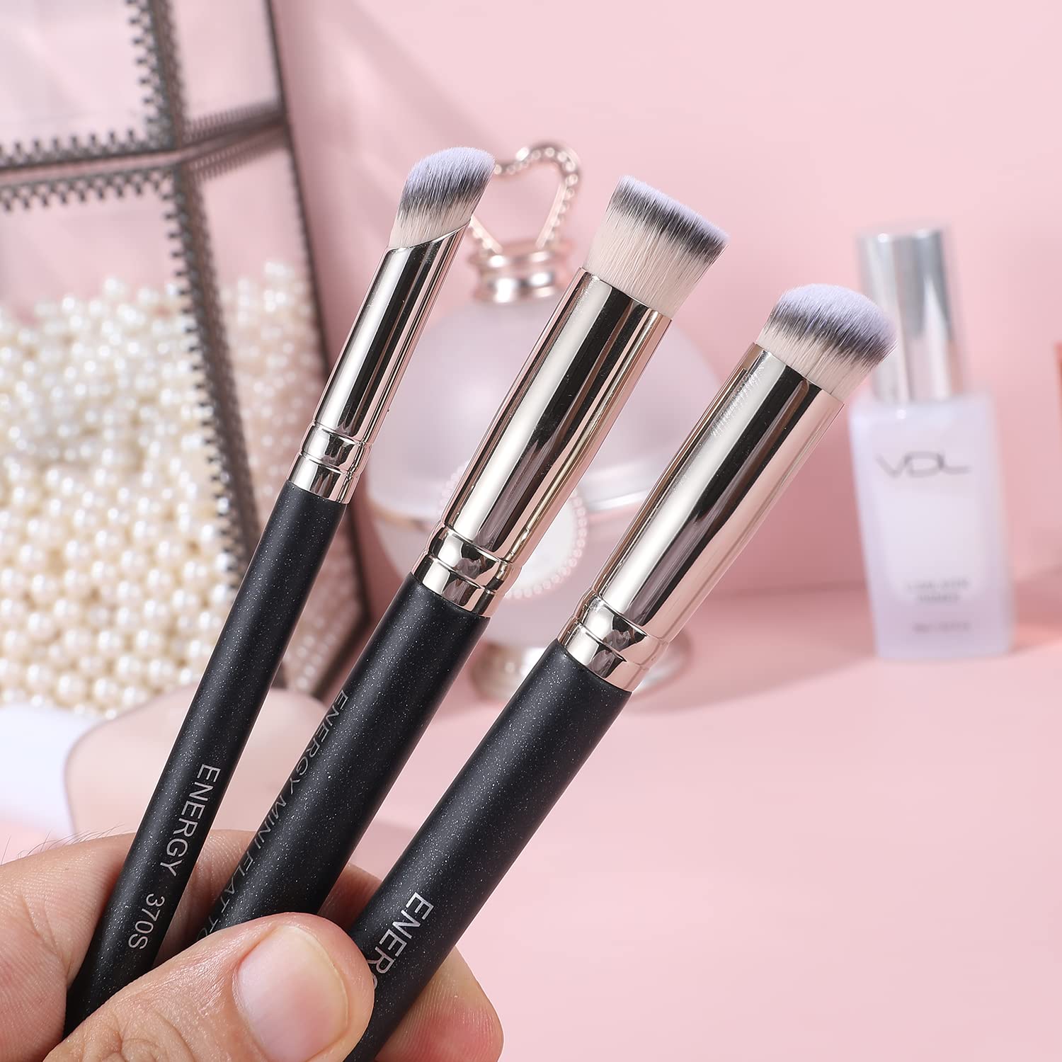 ENERGY Concealer Brush Set Professional Angle Under Eye Concealer Brushes Flat Top Perfect For Eye Concealer Foundation Blending Liquid Cream or Flawless Powder Cosmetics Buffing Stippling