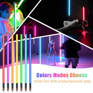 2 Pack 4ft Portable Battery Powered Tube Light 120cm Handheld LED Tube Lights with Tripods, 500 Vivid Effects, for DJ Lighting, Dance Club and Photography， Light Painting， YouTube， Night Bar, Party