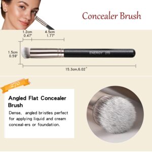 ENERGY Concealer Brush Set Professional Angle Under Eye Concealer Brushes Flat Top Perfect For Eye Concealer Foundation Blending Liquid Cream or Flawless Powder Cosmetics Buffing Stippling