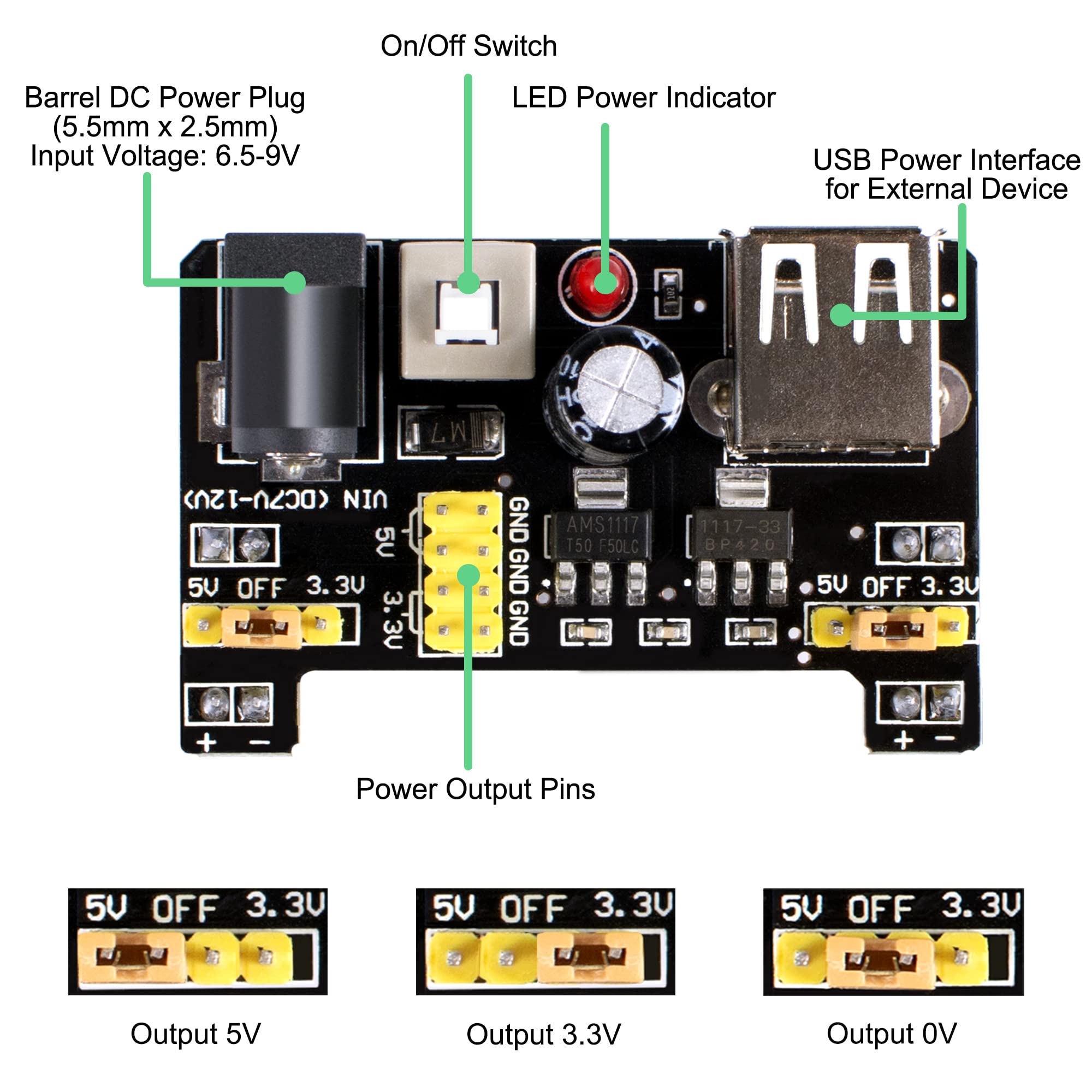 Smraza Electronics Component Fun Kit for Arduino with Power Supply Module, Jumper Wire,Precision Potentiometer,830 tie-Points Breadboard Compatible with STM32, for Raspberry Pi