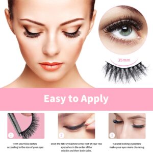 Mebver False Eyelashes Cat Eye Faux Mink Lashes Natural Look Fluffy Wispy Lashes That Look Like Extensions Pestañas Postizas D Curl Lash Strips Short Fox, 7 Pairs Pack