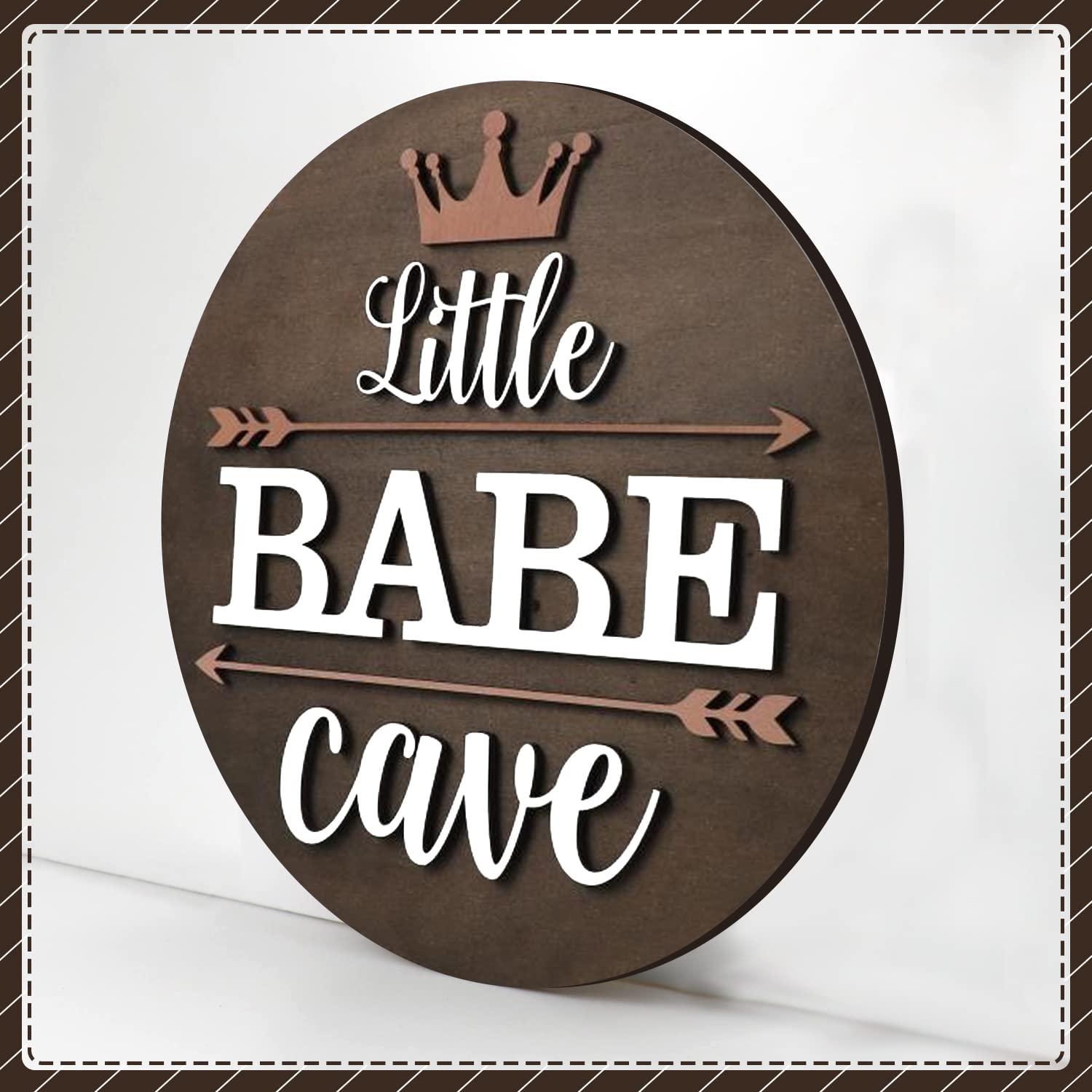 Wooden 3D Little Babe Cave Sign 12 x 12 Inch Little Girl Nursery Room Decor Natural Bedroom Living Room Wall Hanging for Toddler Kids (little babe cave)