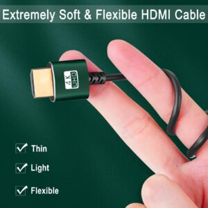 Thsucords Thin HDMI to HDMI Cable 1FT 2 Pack, Ultra Slim & Flexible HDMI Cord Supports High Speed 4K@60Hz 18gbps 2160p 1080p