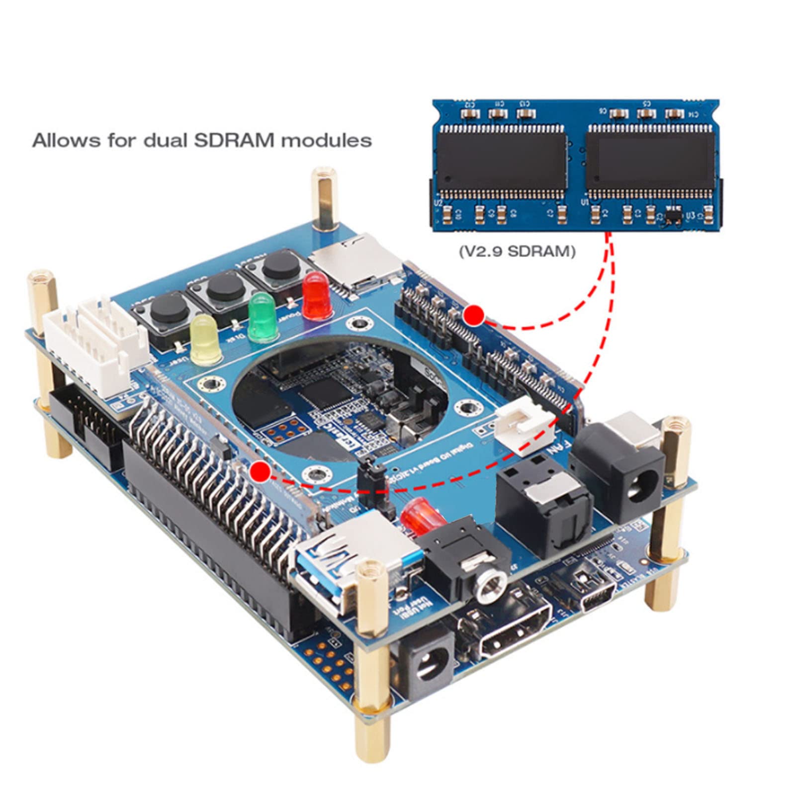 Digital IO Board Kit, Project Starter Kit for DE10 FPGA for MisterFPGA, SDRAM V2.9 for Multi Gaming Console