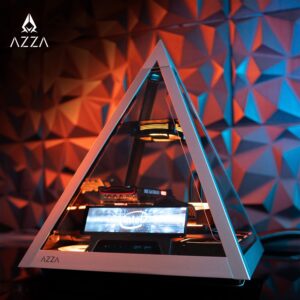 AZZA Pyramid L PCIE 4.0 - All Sides Tempered Glass ATX Mid Tower Gaming Computer Case - Front I/O USB Type-C Port - 1x 120 mm AZZA Hurricane III ARGB Fan Included.