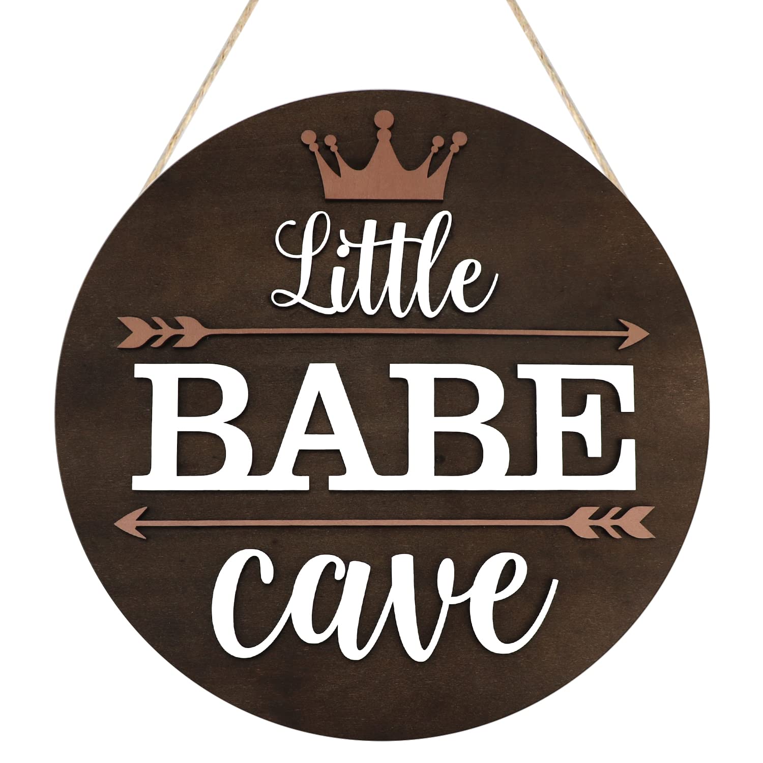 Wooden 3D Little Babe Cave Sign 12 x 12 Inch Little Girl Nursery Room Decor Natural Bedroom Living Room Wall Hanging for Toddler Kids (little babe cave)