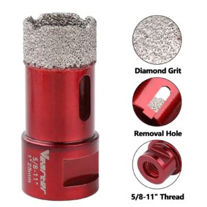 Vearter 10PCS/Set Vacuum Brazed Diamond Masonry Hole Saw Kit, 1/4''- 2'' Core Drill Bit for 5/8-11'' Thread Angle Grinder for Porcelain Tile Ceramic Marble Brick Concrete