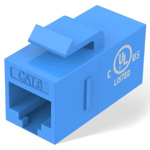 leenue ul-listed rj45 keystone coupler 24-pack, cat 6/5e/5 poe ethernet keystone inline coupler, blue