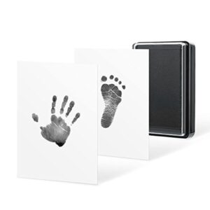 TOPINCN Baby Footprint Ink Pad, Ink Pad for Baby Footprint Baby Handprint Ink Pad with Paper Print Pad Create Impressive Keepsake Stamp Baby Shower Registry Gift(Black Ink)