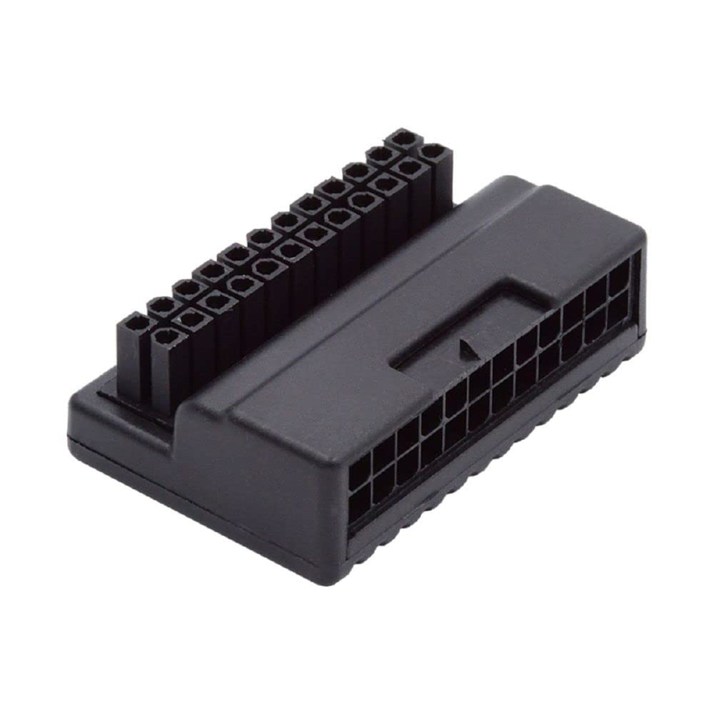 Cablecc Overmold 90 Degree ATX 24Pin Female to 24pin Male Power Adapter Mainboard Motherboard for Desktops PC Supply