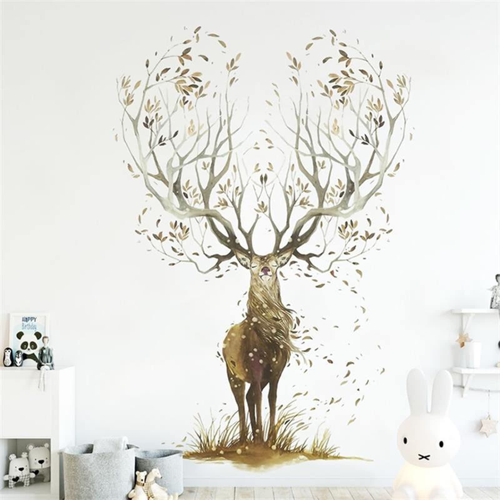 Animal Self Adhesive Wall Stickers for Art Decor DIY Living Room Background Kids Bedroom Boys & Girls Home Wall Decals(Deer)