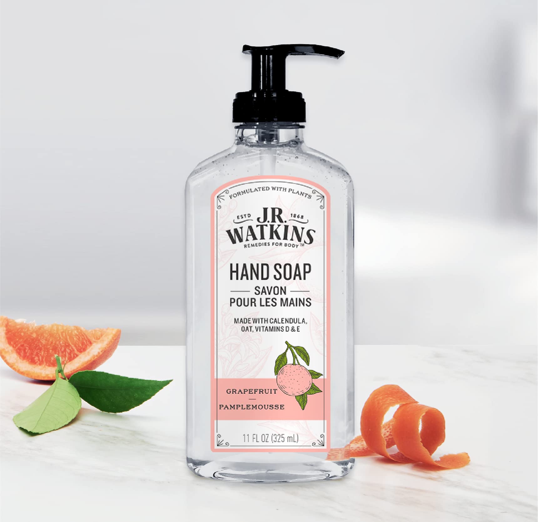 J.R. Watkins Gel Hand Soap For Bathroom or Kitchen, Scented, USA Made And Cruelty Free, 11 Fl Oz, Grapefruit, 3 Pack