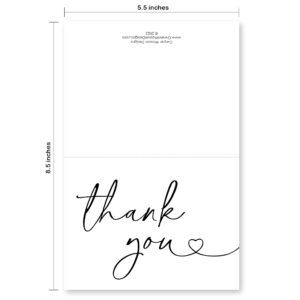 Thank You Card - 50 Pieces - 25 Cards and Envelopes - Everyday Thank You Cards - All Occasion Thank You Cards - Wedding Cards - Bridal Shower Cards - Baby Shower Cards - Birthday Cards - Heart