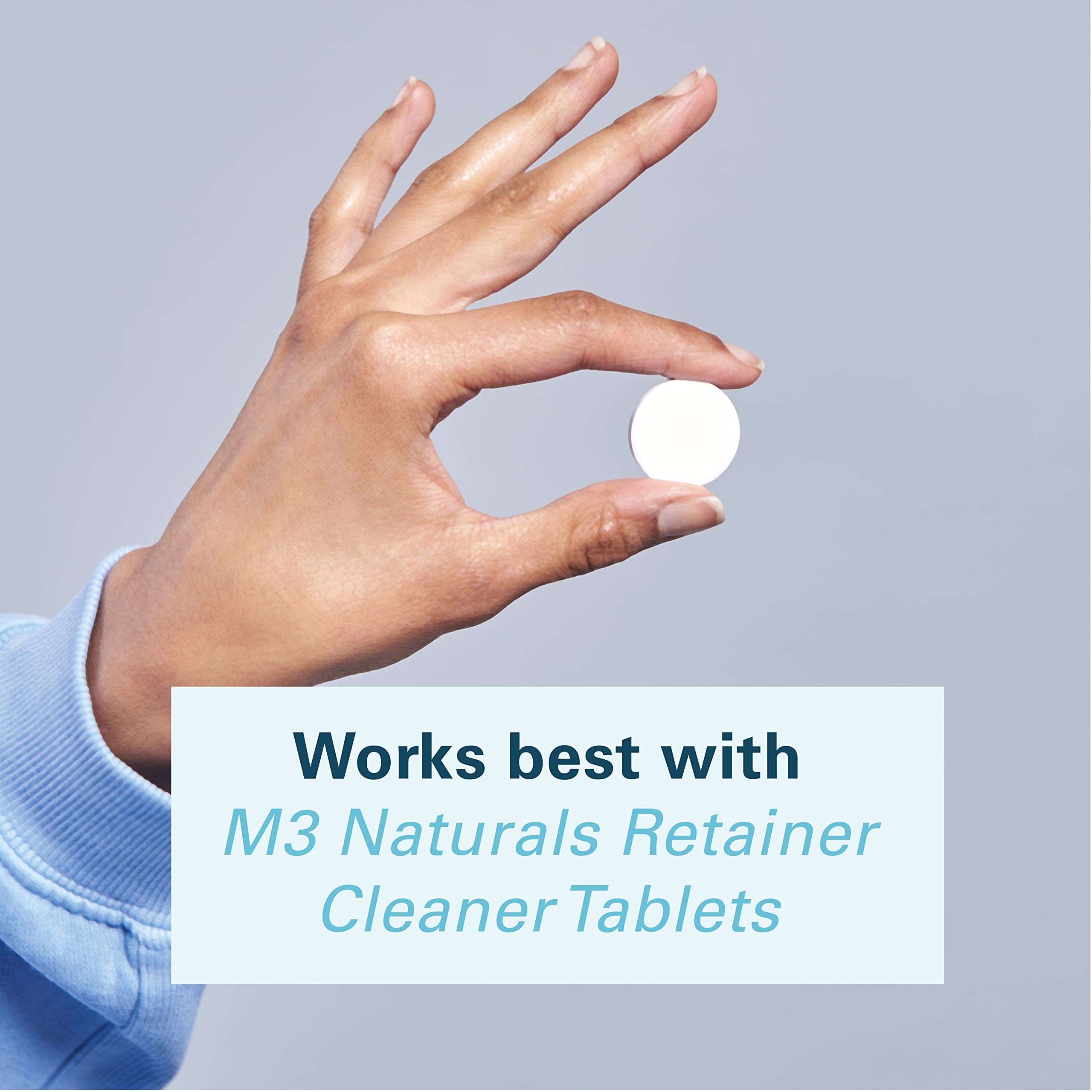 Retainer Cleaner Tablets and Denture Bath Case M3 Naturals 4 Month Supply Denture Cleaner for Retainers + Bath Case