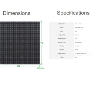 Waveshare RGB Full-Color LED Matrix Panel 3mm Pitch 64×64 Pixels 4096 Individual RGB LEDs Adjustable Brightness Compatible with Raspberry Pi