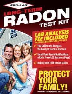 pro-lab long-term radon test kit for home epa approved with advanced alpha track detection technology - comprehensive radon monitoring with lab fee included - reliable & user-friendly solution