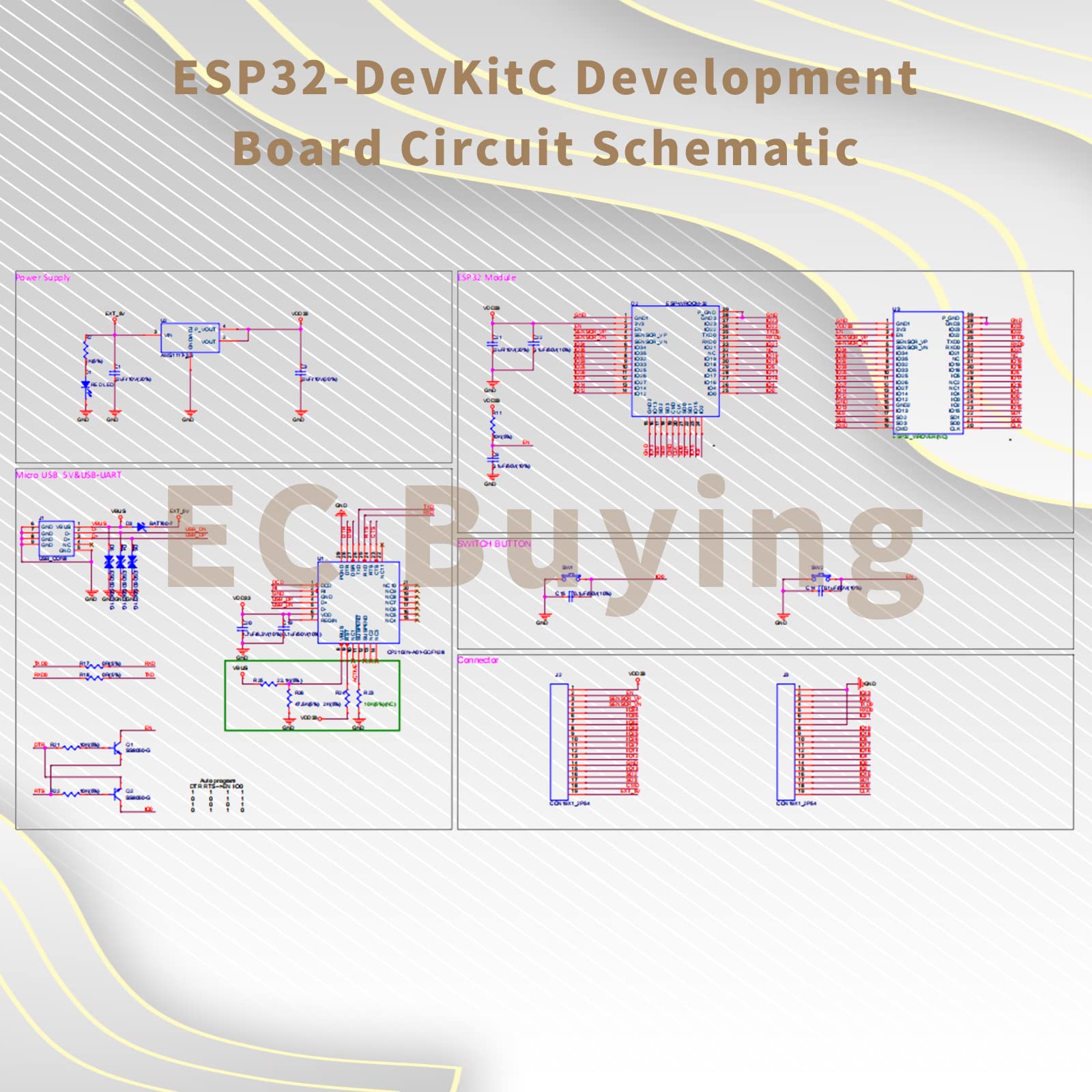 EC Buying ESP32-DevKitC Development Board ESP32 Development Board Equipped with WROOM-32U Module Integrated WIFI Bluetooth Module Microprocessor Interface SPI I2C I2S Suitable for Arduino WiFi (3PCS)