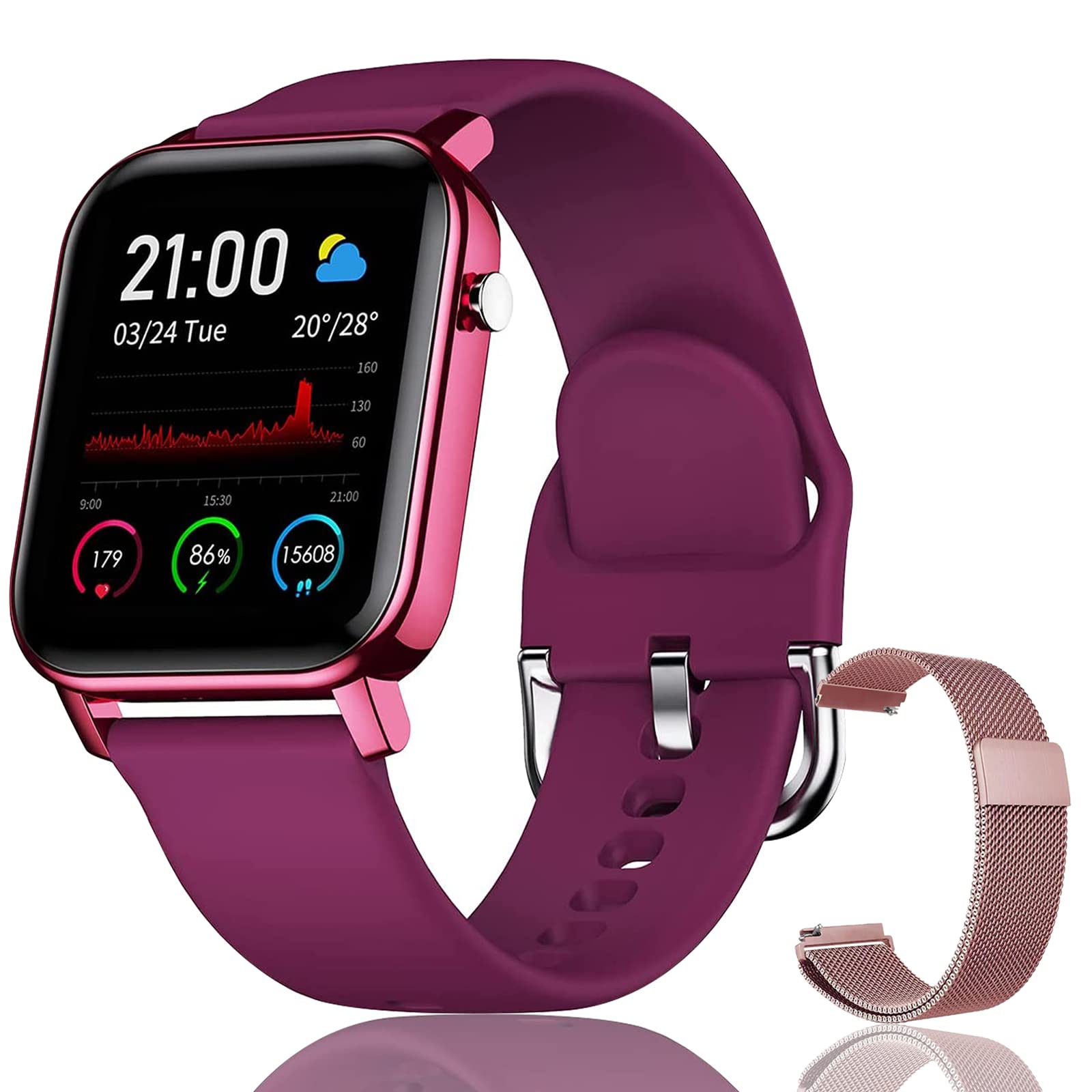 Smart Watches for Women, Smart Watch for Iphones Compatible, Android Smart Watches Women,1.4 Inches Full Touch Screen with Ip68 Waterproof Fitness Tracker With Heart Rate,Sleep Monitor, Purple