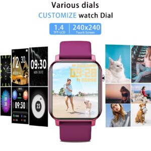 Smart Watches for Women, Smart Watch for Iphones Compatible, Android Smart Watches Women,1.4 Inches Full Touch Screen with Ip68 Waterproof Fitness Tracker With Heart Rate,Sleep Monitor, Purple