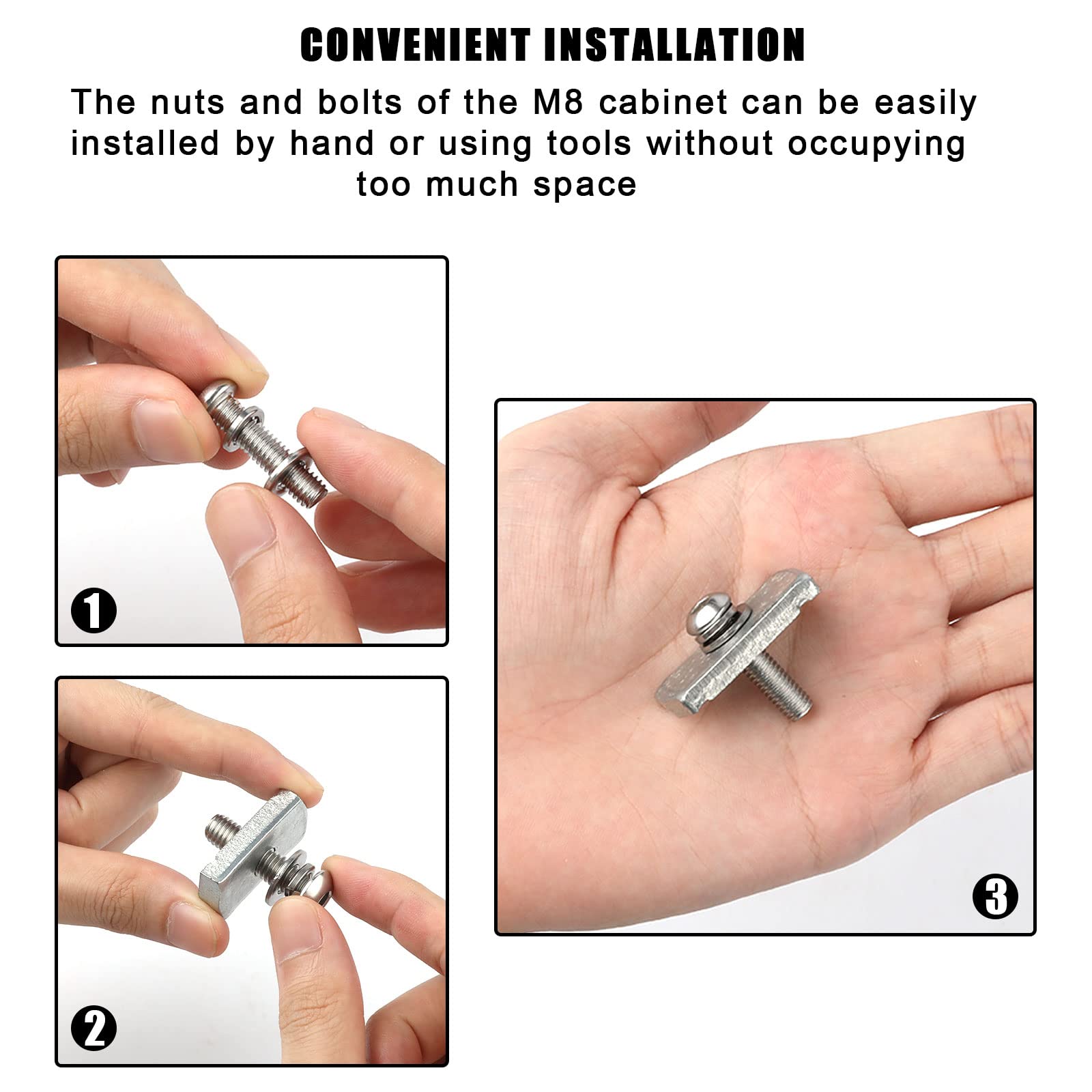 AIEX 8pcs Screws Kit Fit Rhino-Rack Pioneer Rotopax M8 304 Stainless Steel Machine Screws Nut Kit Machine Screws Accessories for Machine Devices Car Bracket 43203 (30mm)