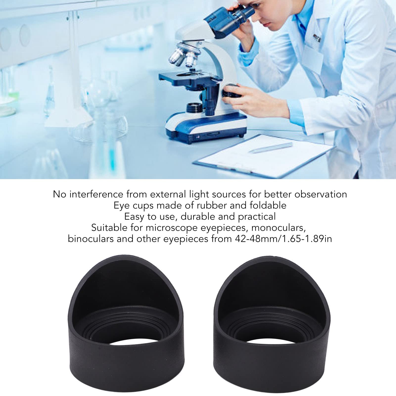 2Pcs Rubber Eyepiece Eye 27mm, Professional Collapsible Eye Guards Cups, for Microscope Eyepieces, Monoculars and Binoculars of 42?48mm/1.65?1.89in