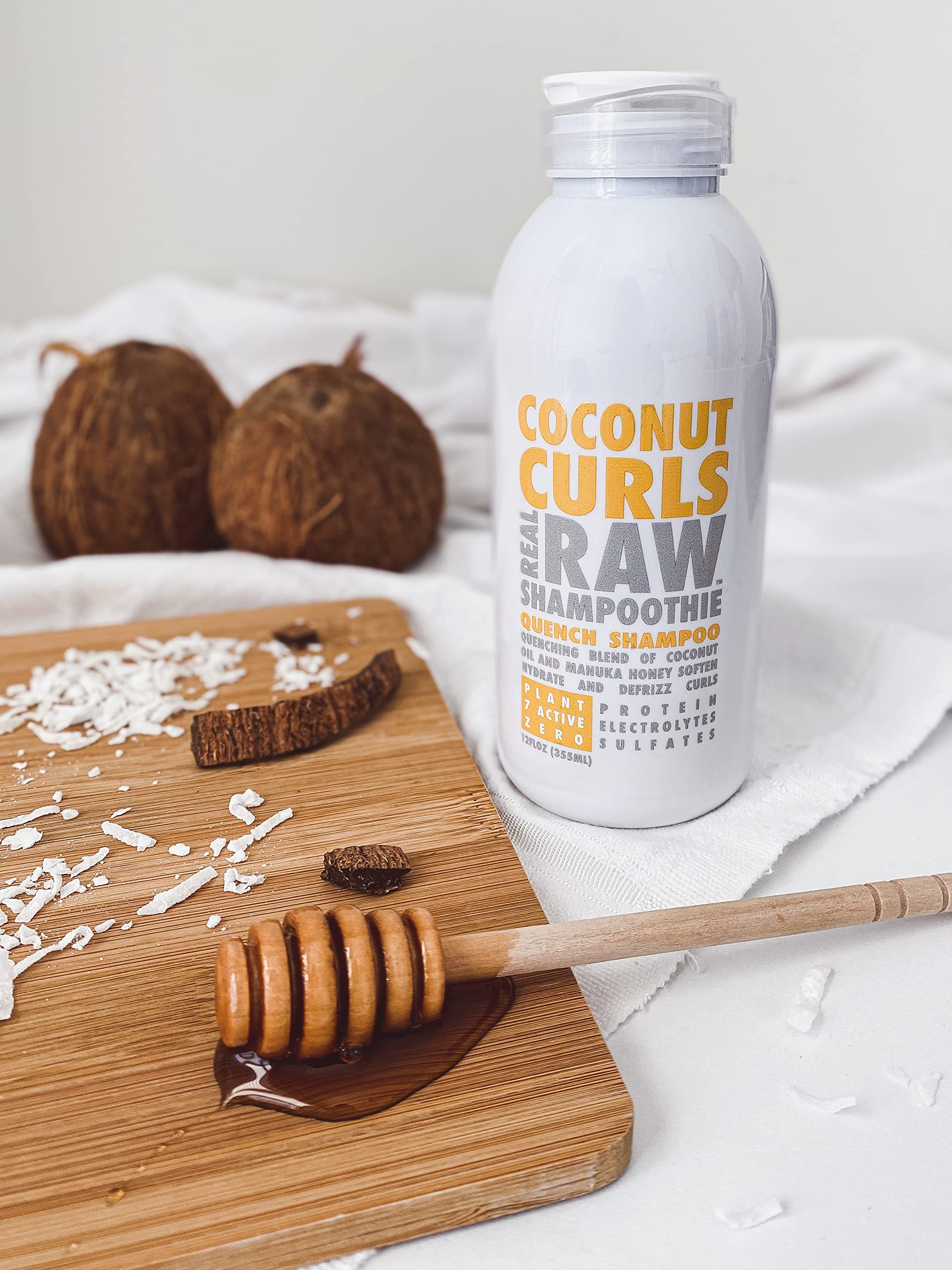 Real Raw Coconut Shampoo - Hydrate, Enhance, Define Curls - Defrizz and Detangle 12 Fl Oz