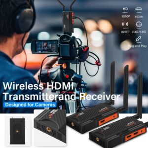 BovBox 1TX*3RX Wireless HDMI Tansmitter and Receiver 2.4/5.8GHz 1080P Full HD,with HDMI Loop-Out and IR Remote Control for DSLR Camera Projector Laptop