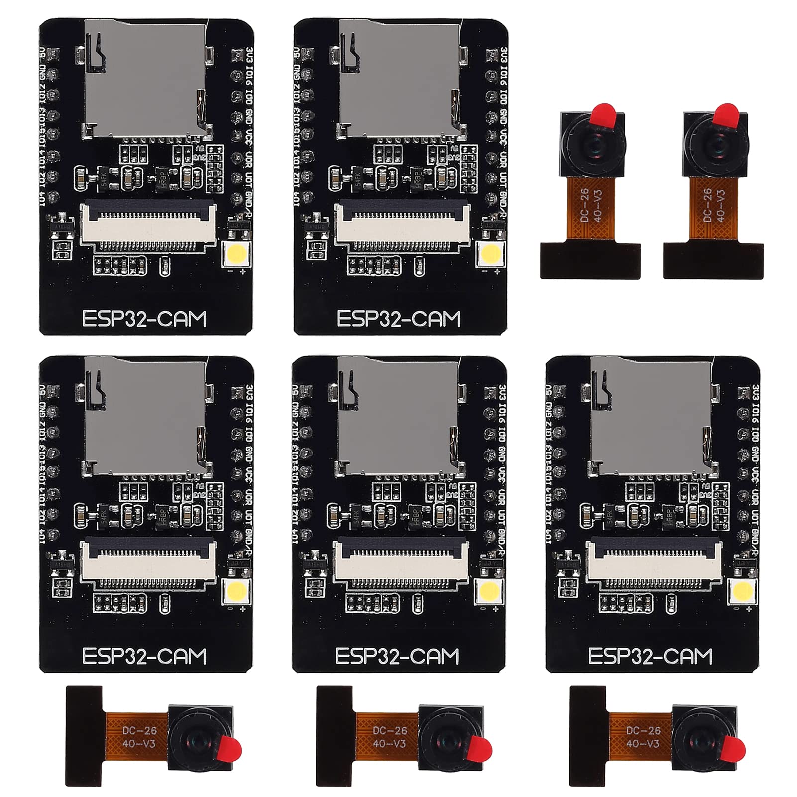 DWEII 5PCS ESP32-CAM Camera Module WiFi Bluetooth Development Board ESP32 Wireless OV2640 Camera Module