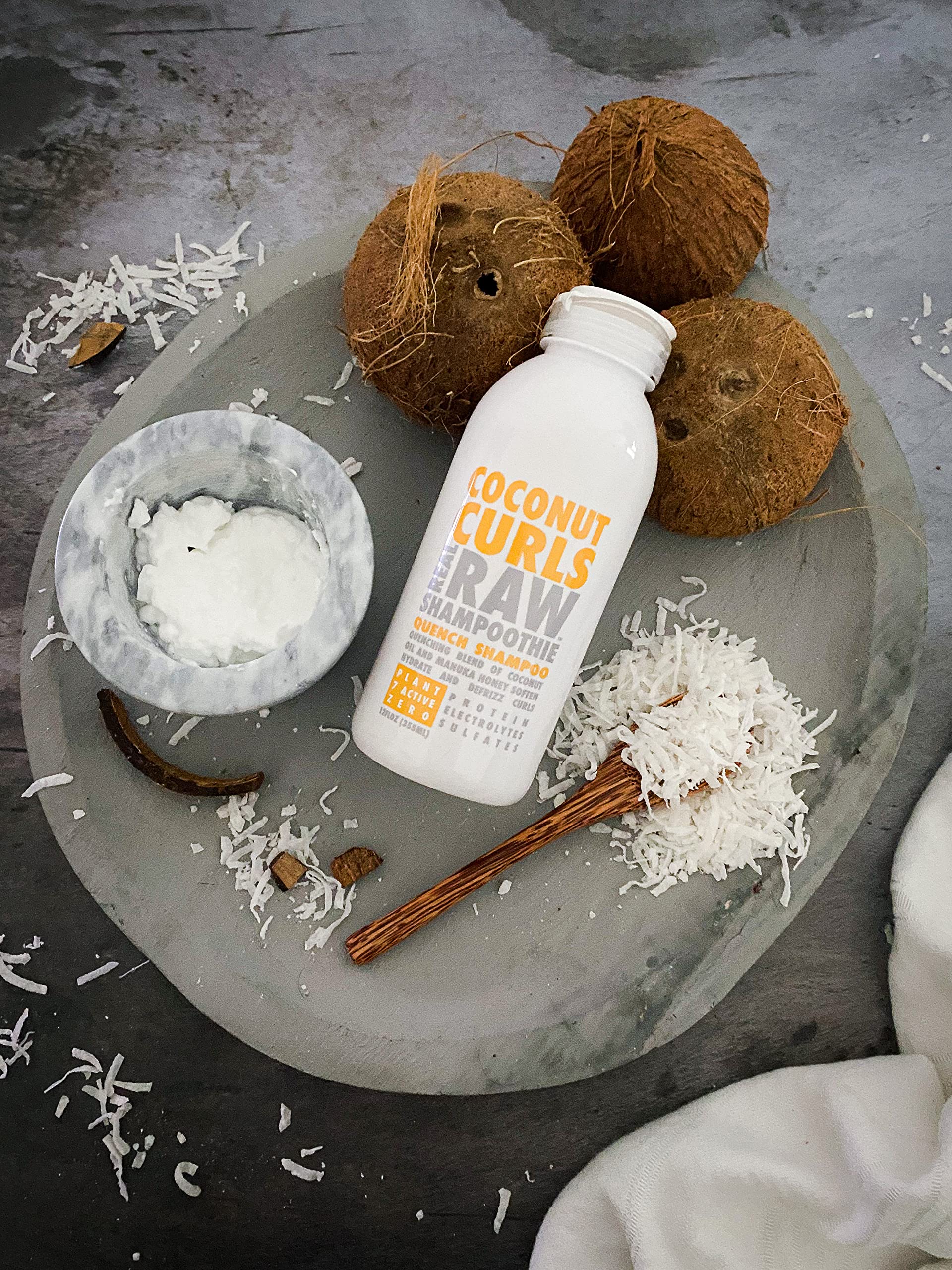 Real Raw Coconut Shampoo - Hydrate, Enhance, Define Curls - Defrizz and Detangle 12 Fl Oz