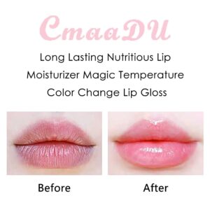 evpct 2Pcs Clear Color Changing PH Tinted Lip Gloss Sets for Women, Pink Mood Lip Oil Gloss Balm Tint Stain Glaze Pack Hydrating 0.11 fl.oz *2