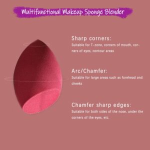 6 Pcs Makeup Sponge Set,Triangle Powder Puff and Beauty Blender,Make Up Sponges for Face,Velour Powder Puff for Loose Powder Mineral Powder Foundation Makeup Tools-Red/Purple