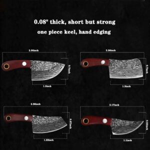 ZOFTBIGK Damascus Pocket Knife Set Mini Knife Set,Mini Knife with Sheath Mini Chef Knife Tiny knife set for Package Opener Box Cutter-4 pieces set(Damascus).