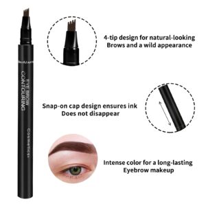 Boobeen Eyebrow Pen Waterproof Liquid Eyebrow Pencil, Microblading Eyebrow Pen with Precision Applicator, Creates Natural Eyebrow Makeup