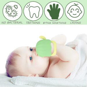 Silicone Teething Mitt for Babies 3+ Months, Silicone Baby Teether Toys BPA Free Anti Drop Wrist Hand Baby Chew Toys for Sucking Needs, Infant Teething Mitten Toys for Soothing Teething Pain Relief