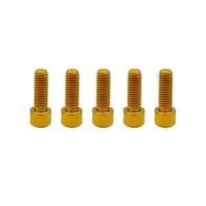 RISON Titanium M5 x 18mm Bicycle Screws Allen Hex Socket Head Bike Bolts Gold Bolts with Washer 5PCS