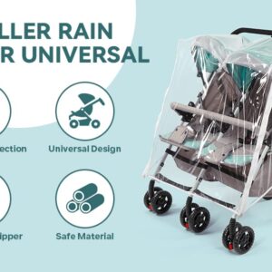 Double Stroller Rain Cover, Waterproof Weather Shield for Side by Side Baby Double Stroller, Twins Stroller Cover for Rain/Wind/Snow/Cold/Dust, Baby Outdoor Accessories