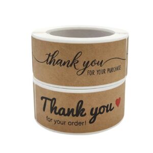 1" x 3" Thank You for Your Order Stickers Rectangle Gift Seal Kraft Paper Thank You for Your Purchase Stickers Labels for Business Wedding Party Decor Handmade Decoration Sticker (4 Rolls, 480 PCS)