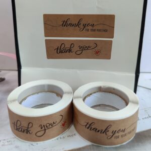 1" x 3" Thank You for Your Order Stickers Rectangle Gift Seal Kraft Paper Thank You for Your Purchase Stickers Labels for Business Wedding Party Decor Handmade Decoration Sticker (4 Rolls, 480 PCS)