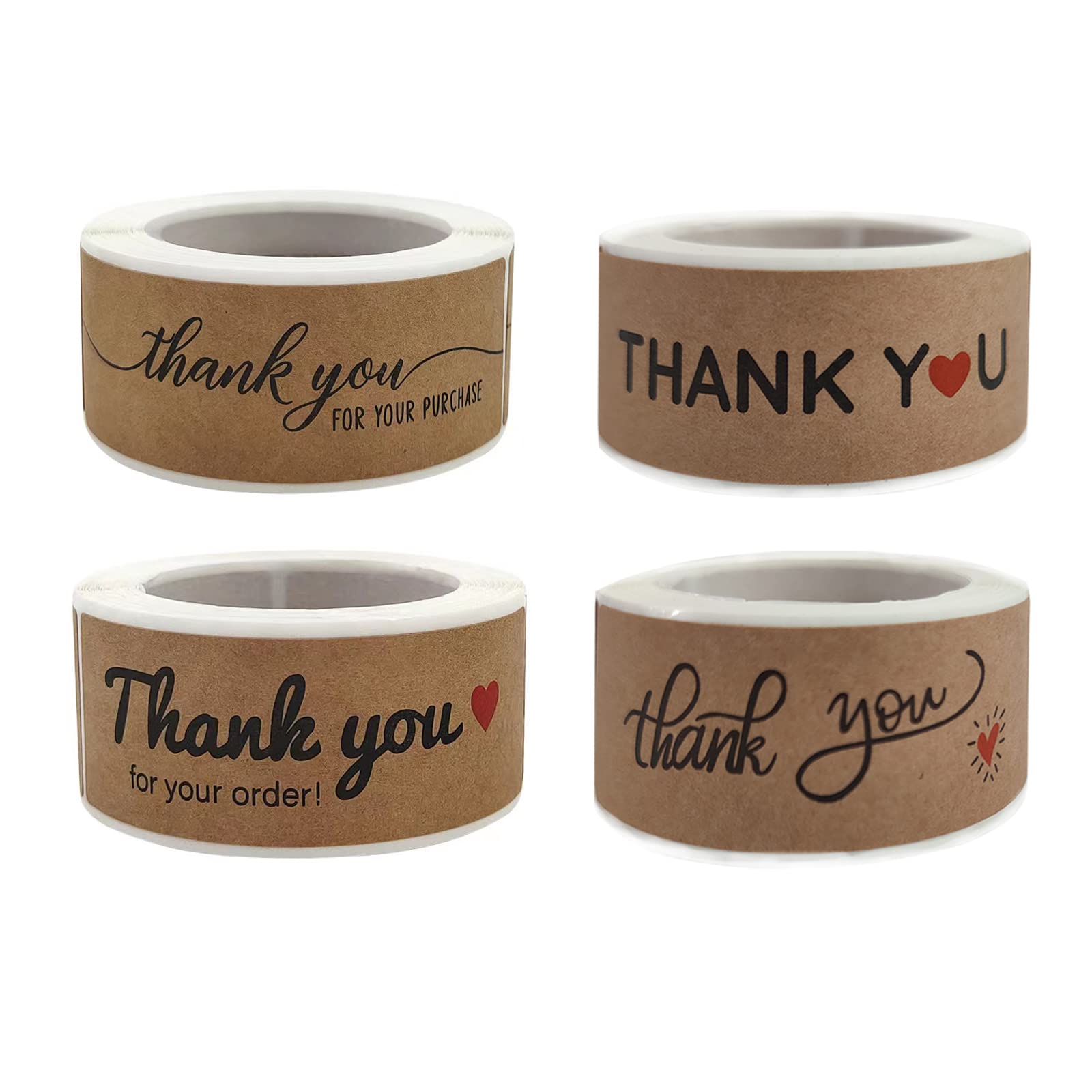 1" x 3" Thank You for Your Order Stickers Rectangle Gift Seal Kraft Paper Thank You for Your Purchase Stickers Labels for Business Wedding Party Decor Handmade Decoration Sticker (4 Rolls, 480 PCS)