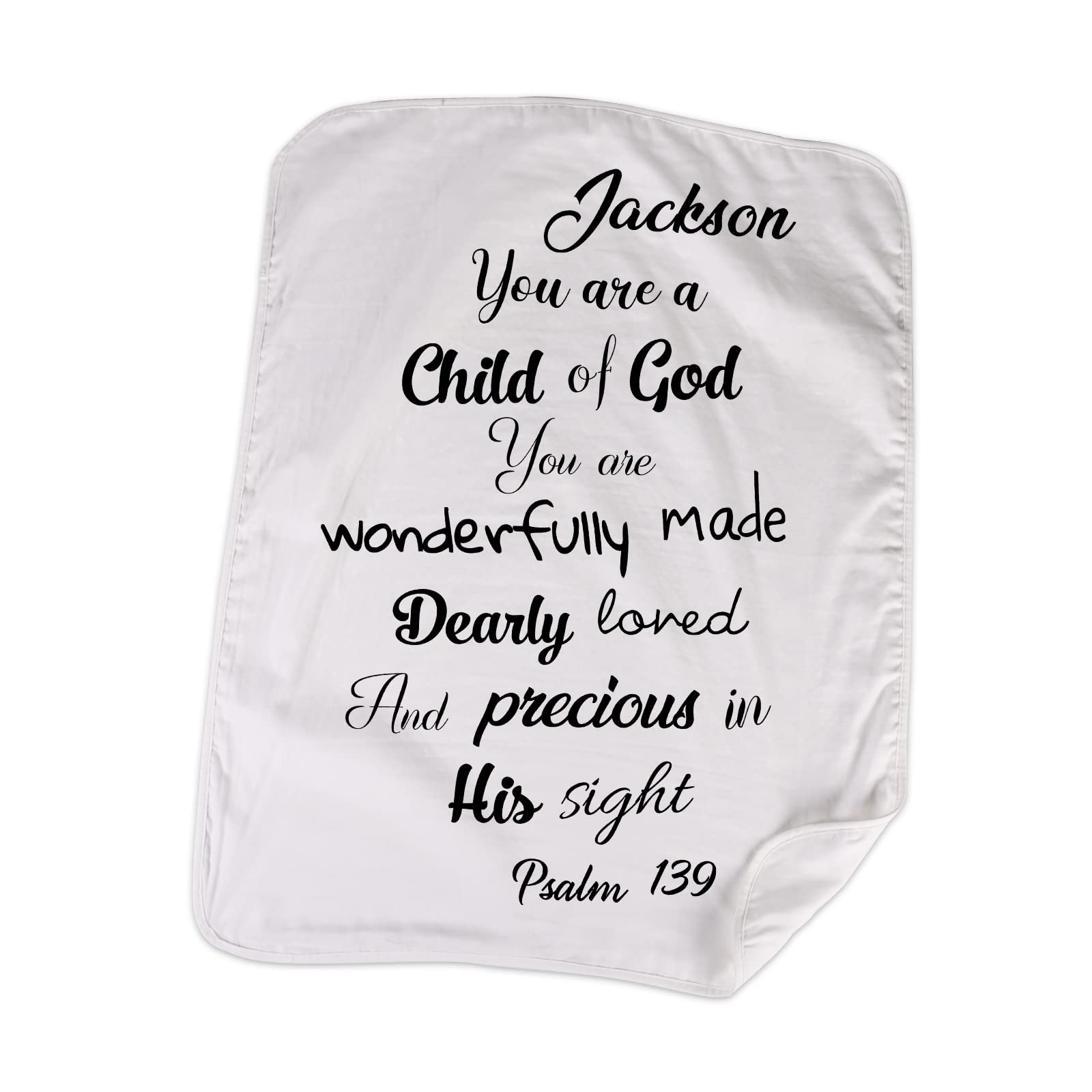 Personalized Cotton Swaddle Baby Blankets with Name – ‘Child of God’ Quote Blanket for Baptism, Christening, Godson, Goddaughter, Boy or Girl, Baby Shower – Super Soft, Breathable